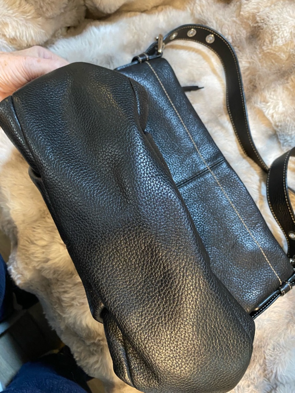 Coach Black Pebbled Leather Shoulder Bag with Silver Hardware - Picture 11 of 11